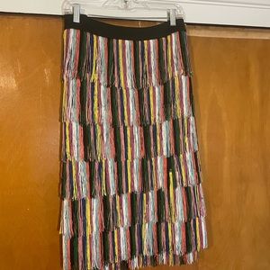 ELOQUII Multicolored Fringe Skirt